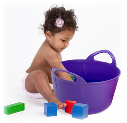Baby with Blocks and Fun Tub